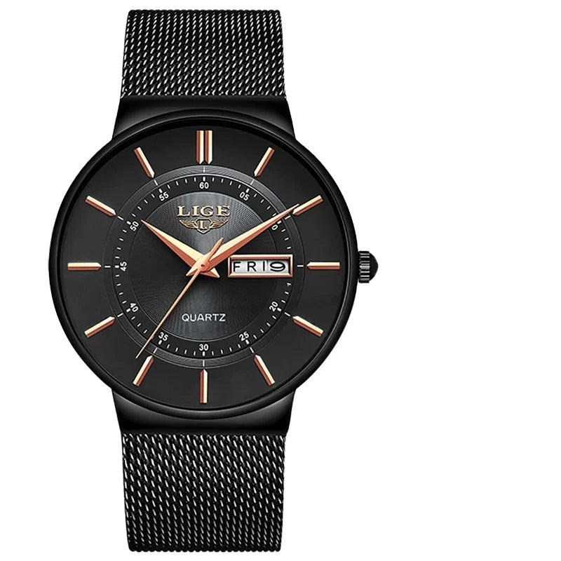 LIGE Minimalist Mesh Watch