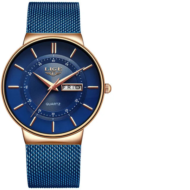 LIGE Minimalist Mesh Watch