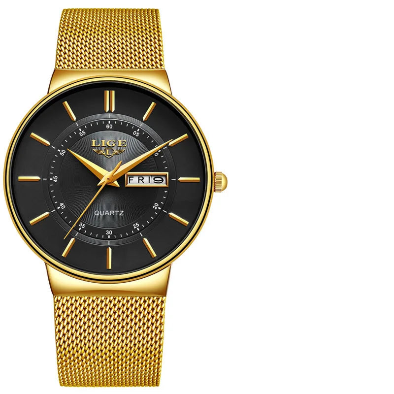 LIGE Minimalist Mesh Watch